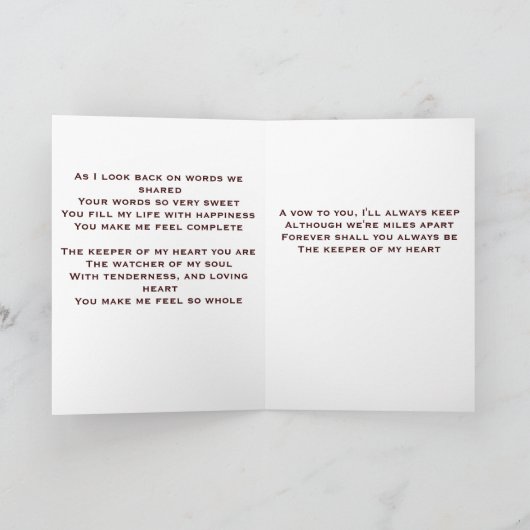 Bewaarder van mijn hart kaart (Binnen)