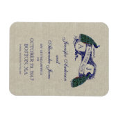 Bewaart de Blauwe Pauw van het linnen de Datum Magneet (Horizontaal)