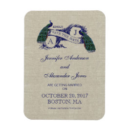 Bewaart de Blauwe Pauw van het linnen de Datum Magneet