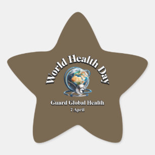 Bewaken van de wereldwijde gezondheid. Wereldgezon Ster Sticker