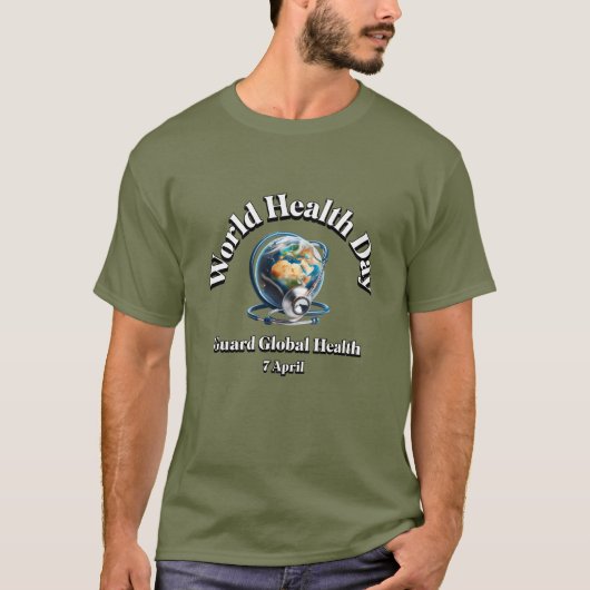 Bewaken van de wereldwijde gezondheid. Wereldgezon T-shirt (Voorkant)