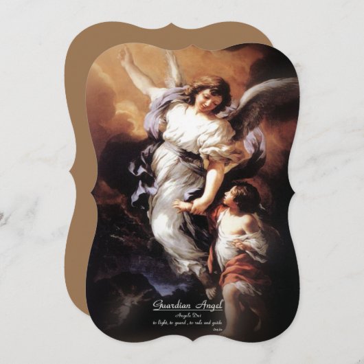 Bewaker Engel met Gebed Feestdagenkaart (Voorkant / Achterkant)