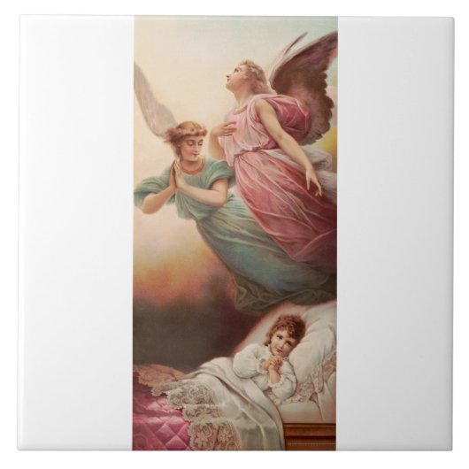 Bewaker engelen met kind tegeltje (Voorkant)