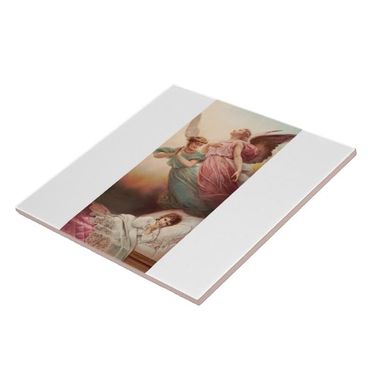 Bewaker engelen met kind tegeltje (Zijkant)