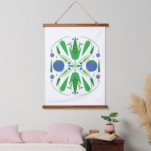 Bewaker van de bosbessen hout met bovenhout hangend wandkleed (Slaapkamer)