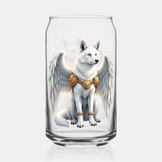 Bewaker van de Dageraad – De Witgevleugelde Wolf. Blikvorm Glas (Voorkant)