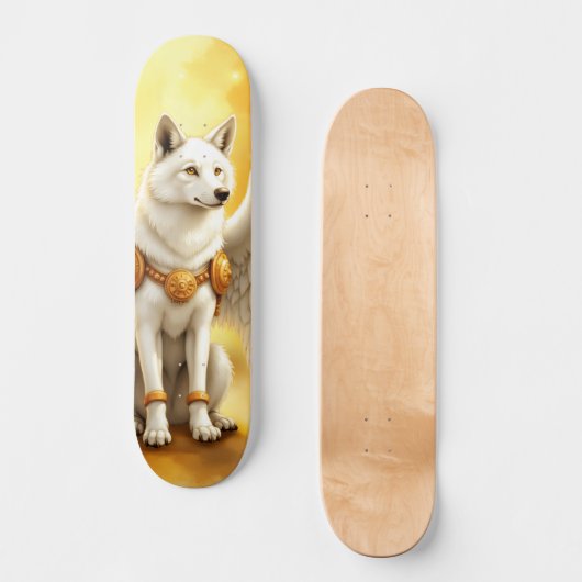 Bewaker van de Dageraad – De Witgevleugelde Wolf.  Persoonlijk Skateboard (Voorkant)