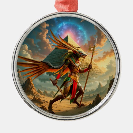 Bewaker van de Hemelse Poort – Anubis Metalen Ornament (Voorkant)