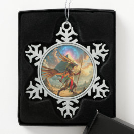 Bewaker van de Hemelse Poort – Anubis Tin Sneeuwvlok Ornament