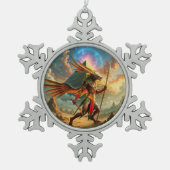 Bewaker van de Hemelse Poort – Anubis Tin Sneeuwvlok Ornament (Voorkant)