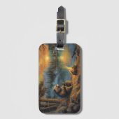 Bewaker van de Herfstvlam | Grizzly Beer kampvuur Bagagelabel (Voorkant (verticaal))