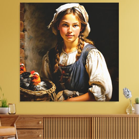 "Bewaker van de kudde" "Sara" Nederlands Meisjespo Canvas Afdruk (Insitu (Woonkamer))