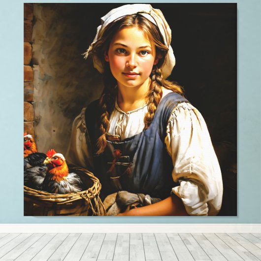 "Bewaker van de kudde" "Sara" Nederlands Meisjespo Canvas Afdruk (Insitu (Houten vloer))