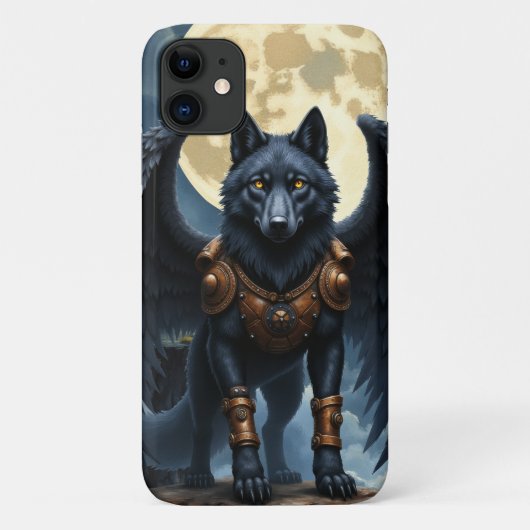 Bewaker van de Maan – De Zwarte Gevleugelde Wolf Case-Mate iPhone Case (Achterkant)
