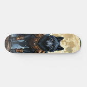 Bewaker van de Maan – De Zwarte Gevleugelde Wolf Persoonlijk Skateboard (Horizontaal)