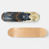 Bewaker van de Maan – De Zwarte Gevleugelde Wolf Persoonlijk Skateboard (Horizontaal)
