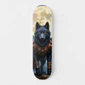 Bewaker van de Maan – De Zwarte Gevleugelde Wolf Persoonlijk Skateboard (Voorkant)