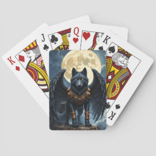 Bewaker van de Maan – De Zwarte Gevleugelde Wolf Pokerkaarten