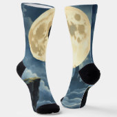 Bewaker van de Maan – De Zwarte Gevleugelde Wolf Sokken (Gebogen)
