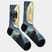 Bewaker van de Maan – De Zwarte Gevleugelde Wolf Sokken (Rechts)