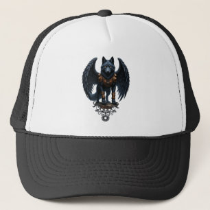 Bewaker van de Maan – De Zwarte Gevleugelde Wolf Trucker Pet
