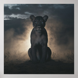 Bewaker van de schaduwen: de majestueuze leeuwin poster