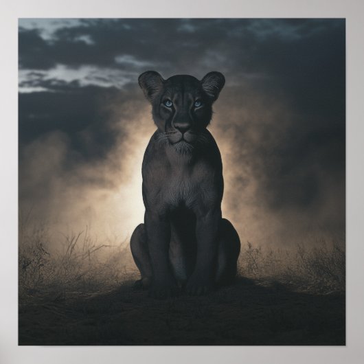 Bewaker van de schaduwen: de majestueuze leeuwin poster (Voorkant)