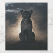 Bewaker van de schaduwen: de majestueuze leeuwin wijn etiket (Enkel label)