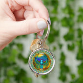 Bewaker van Zon en Goud Cirkel Stijlvolle Frame Sleutelhanger (Hand)