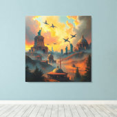 Bewakers van de skyline canvas afdruk (Insitu (Houten vloer))