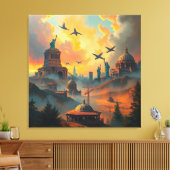 Bewakers van de skyline canvas afdruk (Insitu (Woonkamer))