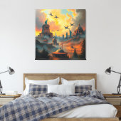 Bewakers van de skyline canvas afdruk (Insitu (Slaapkamer))