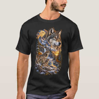 Bewakers van de Wildernis – Oude Wolf Familie T-shirt