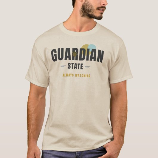 BEWAKERSTAAT – Getrouwe Hond Geometrische Typograf T-shirt (Voorkant)
