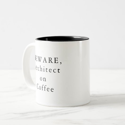 BEWARE, architect op koffie-Mok Tweekleurige Koffiemok (Voorkant links)