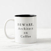 BEWARE, architect op koffie-Mok Tweekleurige Koffiemok (Links)