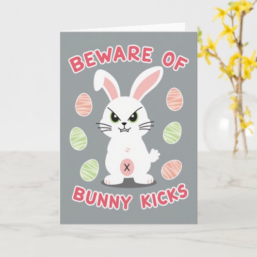 Beware Bunny Kicks Pattern Card Kaart (Gele Bloem)