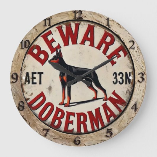 Beware Doberman Pinscher Dog  Grote Klok (Voorkant)