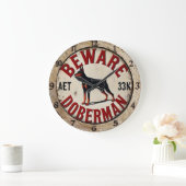Beware Doberman Pinscher Dog  Grote Klok (Huis)