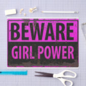BEWARE Girl Power - Roze Black Metal Danger Sign Tissuepapier (Craft)