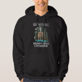 Beware Grumpy Bear Crossing  Grumpy Old Man Retro Hoodie (Voorkant)