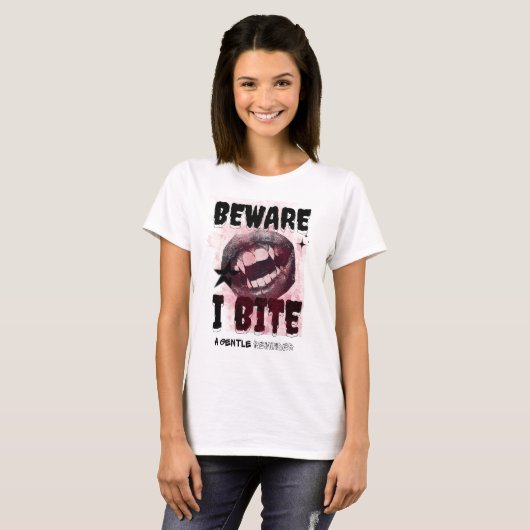 BEWARE I BITE - Grunge Vampire Aesthetic Y2K Goth  T-shirt (Voorkant volledig)