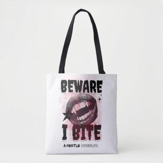 BEWARE I BITE - Grunge Vampire Aesthetic Y2K Goth  Tote Bag (Voorkant)