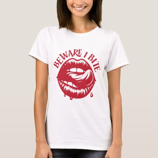 Beware I Bite: Halloween Lips Tee T-shirt (Voorkant)