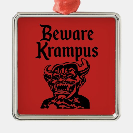 BEWARE KRAMPUS METALEN ORNAMENT (Voorkant)