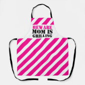 BEWARE Mam griezelt grafische roze voorzichtige st Schort (Voorkant)