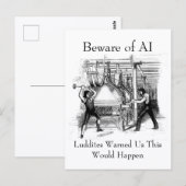 Beware of AI - Luddites Warned Us Briefkaart (Voorkant / Achterkant)