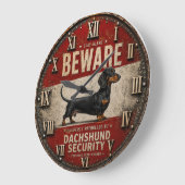 Beware of Dachshund Funny Wiener Dog Grote Klok (Hoek)