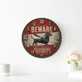 Beware of Dachshund Funny Wiener Dog Grote Klok (Huis)