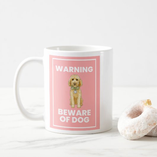 Beware of Doodle Dog Comic Mug Koffiemok (Met donut)